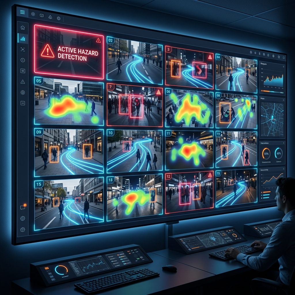 AI Video Feed Stream Analytics Interface Mockup
