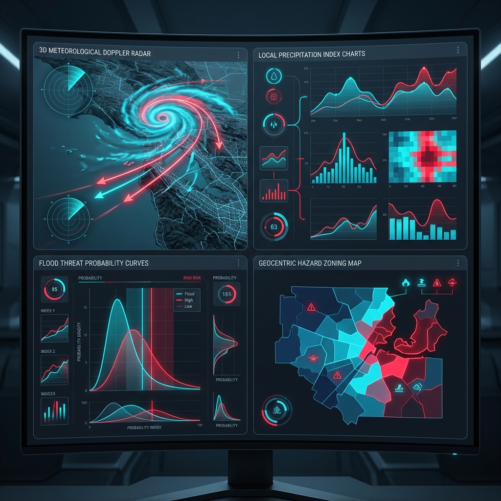 Meteorological Doppler Radar and Climate Hazard Zoning Dashboard Mockup